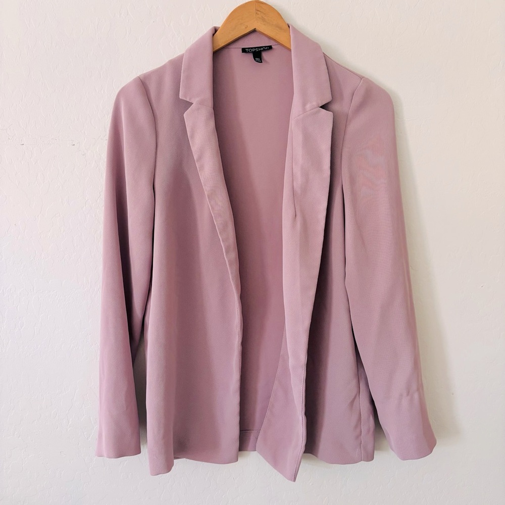 Topshop Women’s Pink Mauve Open Front Lightweight Blazer